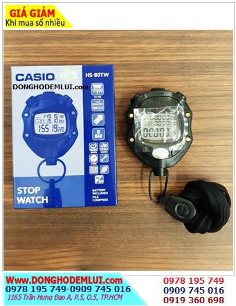 Casio HS-80TW, Đồng hồ bấm giờ bấm giây Casio HS-80TW với 100Laps chính hãng |Bảo hành 01 năm 